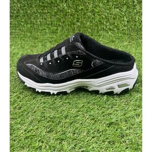 Skechers D'Lites Shoes Womens Size 7 Black White Slip On Air Cooled Memory Foam
